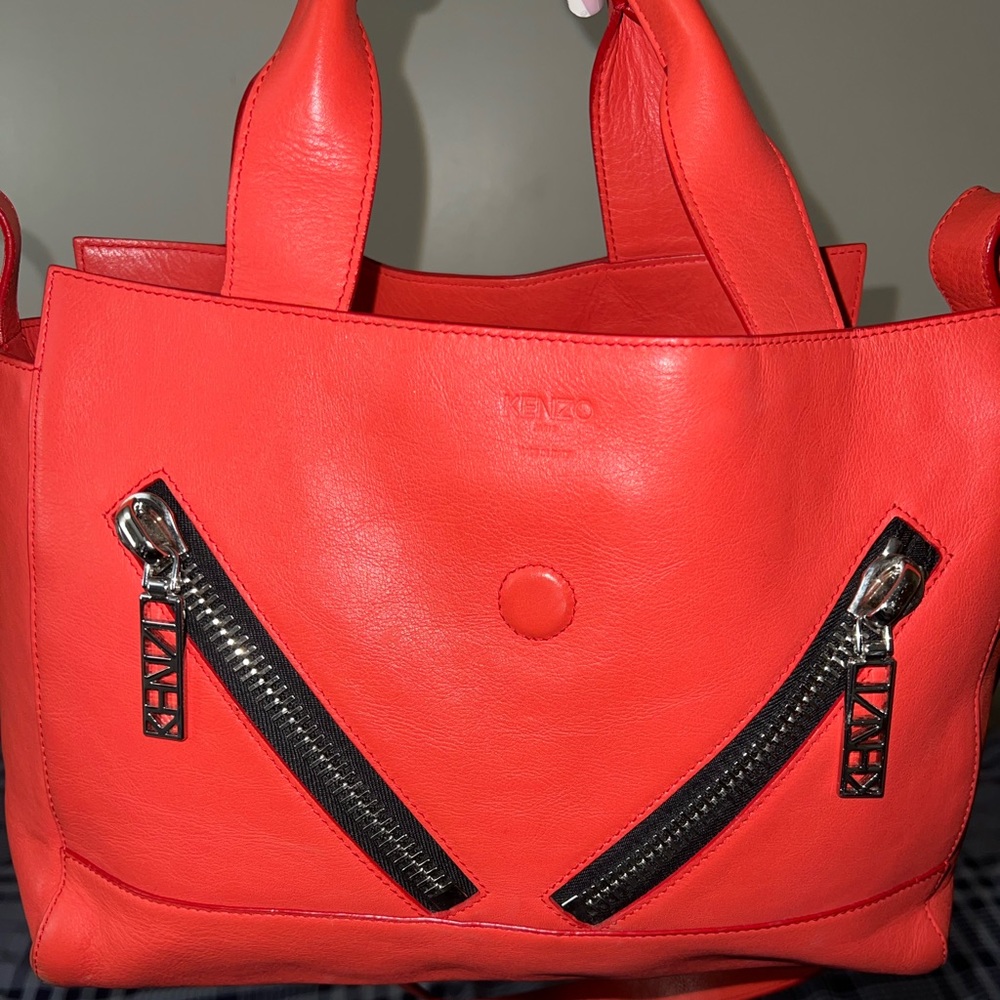 Kenzo Kalifornia Red Orange Large Handle Bag